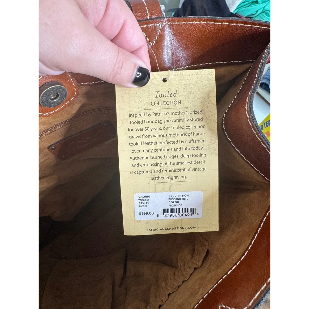 Patricia Nash Toscano Tote Tooled Leather Shoulder Bag Florence Tan P50707 NWT - Picture 7 of 8